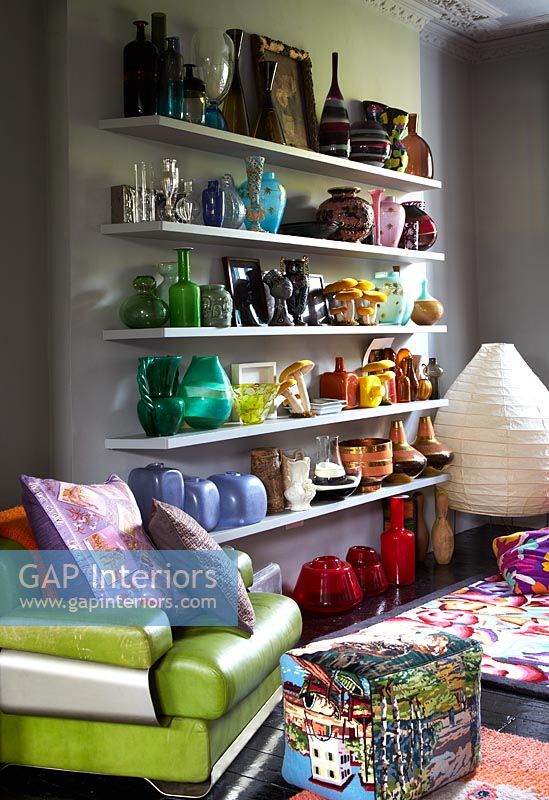 Colourful display of vases