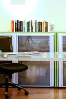Modern glass cupboards in study