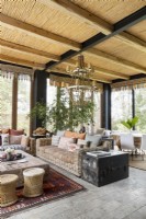Enclosed veranda with reed ceiling
