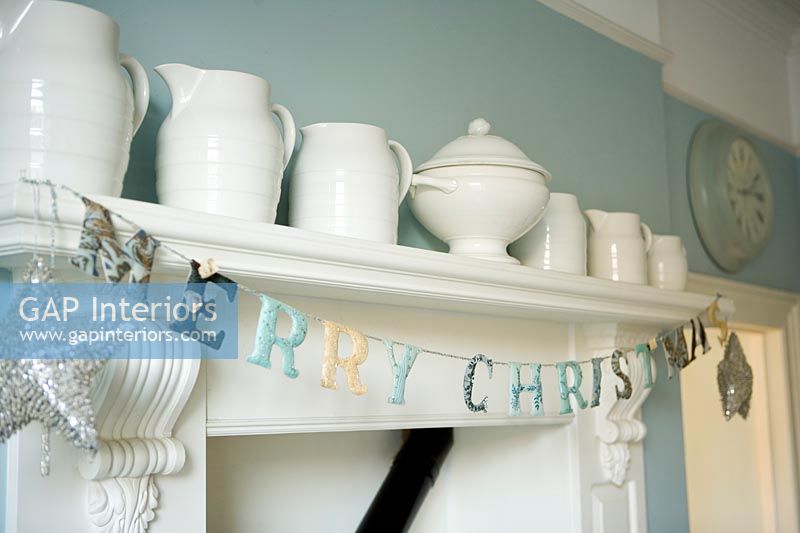 Classic kitchen detail decorated for Christmas  