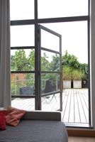 View of roof terrace from living room