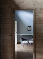 View through door into contemporary living room