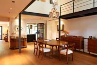 Contemporary open plan dining room with mezzanine 